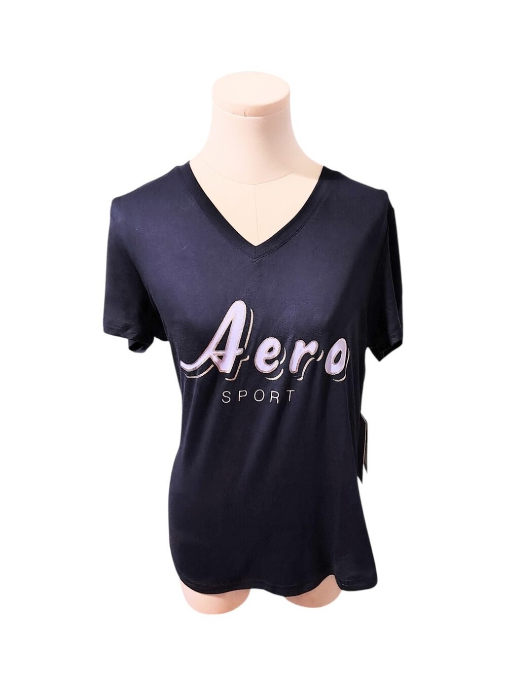 Aeropostale Aero Sport Performance  Anti-Chafe Navy Blue Stretch Top Size Large